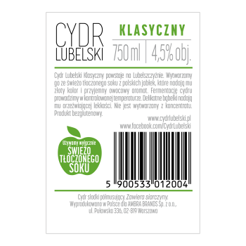 'Cydr Lubelski Klasyczny 0,75L