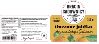 Bracia Sadownicy sok tłoczony 750 ml jabłko odmiana Golden Delicious