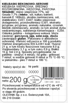 Kiełbaski bekonowo-serowe 200g Olewnik