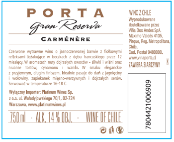 'Porta Gran Reserva Carmenere red dry 14% 750 ml