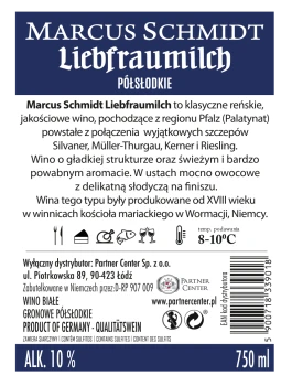 'Wino gronowe białe półsłodkie Marcus Schmidt Liebfraumilch 0,75L