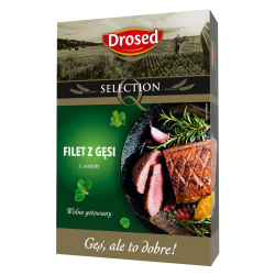 FILET Z PIERSI GĘSI WOLNO GOTOWANY Z SOSEM 420 G +30 G SOS ŻURAWINOWY DROSED