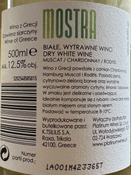 'MOSTRA Muscat Chardonnay Roditis white dry 0,5L