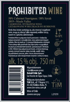 'Prohibited Wine Red Blend Chile Czerwone Wytrawne 750 ml