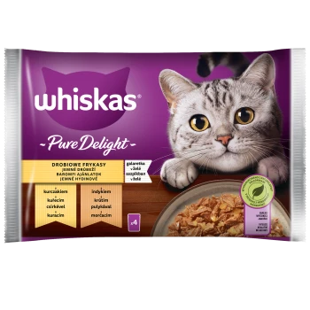 Whiskas Pure Delight Drobiowe frykasy Galaretka z kurczakiem i z indykiem 340 g (4x85 g)