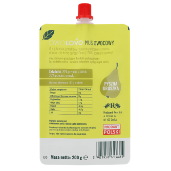 OWOLOVO Gruszkowo Mus jabłkowo-gruszkowy 200 g