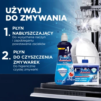 Finish płyn nabłyszczający 400 ml + sól 1,5 kg