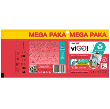 viGO! Worki eko z taśmą niebieskie lawenda 35l (45 szt.)