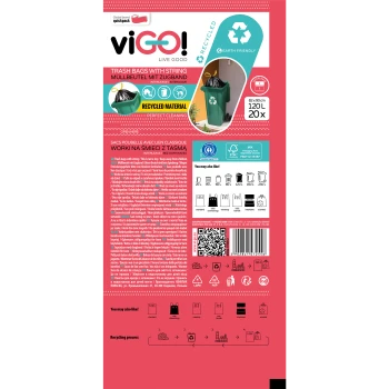 viGO! Worki eko z taśmą czarne 120 l (20 szt.)