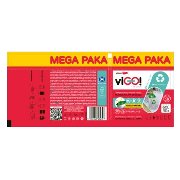viGO! Worki eko z taśmą zielone limonka 60 l (30 szt.)