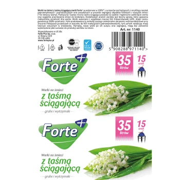 Forte+ worki na śmieci z taśmą czarny, niebieski 35 l (15 szt.)