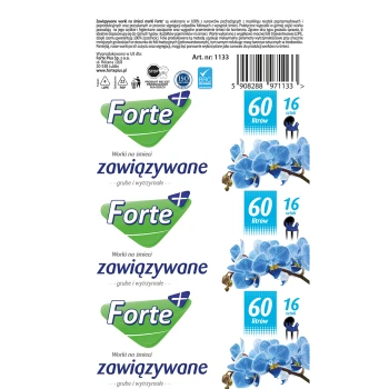 Forte+ worki na śmieci zawiązywane niebieskie 60 l (16 szt.)