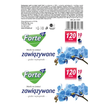 Forte+ worki na śmieci zawiązywane niebieskie 120 l (10 szt.)