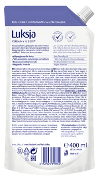 Luksja Creamy & Soft Kremowe mydło w płynie Len i Mleczko ryżowe 400 ml opakowanie uzupełniające