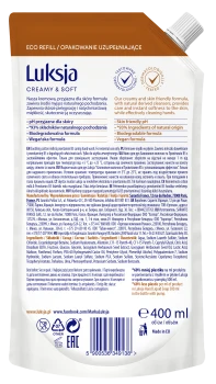 Luksja Creamy & Soft Kremowe mydło w płynie Mleczko bawełniane i Prowitamina B5 400 ml opakowanie uzupełniające