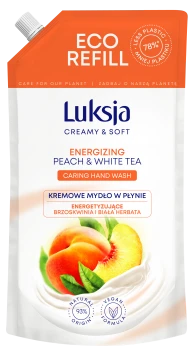 Luksja Creamy & Soft Kremowe mydło w płynie Brzoskwinia i Biała Herbata 900 ml opakowanie uzupełniające