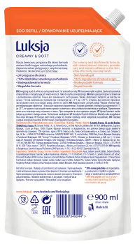 Luksja Creamy & Soft Kremowe mydło w płynie Brzoskwinia i Biała Herbata 900 ml opakowanie uzupełniające