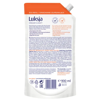 Luksja Creamy & Soft Kremowe mydło w płynie Brzoskwinia i Biała Herbata 900 ml opakowanie uzupełniające
