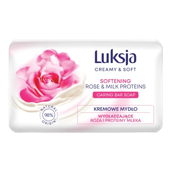 Luksja Creamy & Soft Kremowe mydło w kostce Róża i Proteiny mleka 90 g