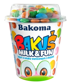 Bakuś Milk&Fun jogurt waniliowy z drażami 135 g