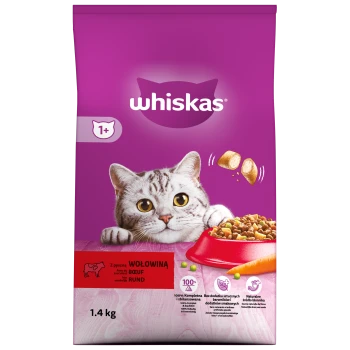 Whiskas Adult sucha karma dla dorosłych kotów Wołowina 1,4 kg