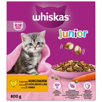 Whiskas Junior 2-12 miesięcy Sucha karma z kurczakiem 800 g