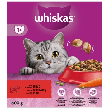 Whiskas 1+ Sucha karma z wołowiną 800 g