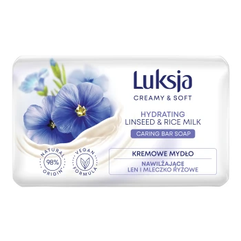 Luksja Creamy & Soft Kremowe mydło w kostce Len i Mleczko ryżowe 90 g