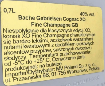 ' Cognac Bache-Gabrielsen Xo Fine Champagne 0,7L 40%