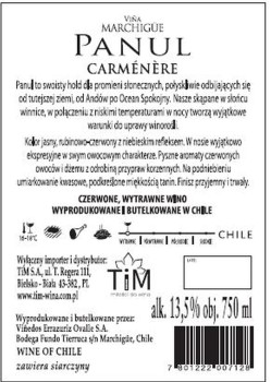 'Panul Reserve Carmenere Wino C.W. 0,75 l
