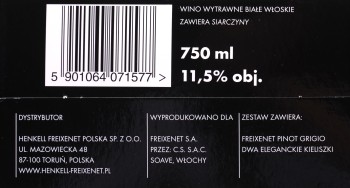 ' Freixenet Pinot Grigio 0,75L + 2 Kieliszki