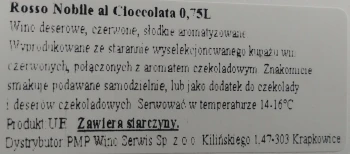 'Wino Rosso Nobile al Cioccolata C.S. 750 ml