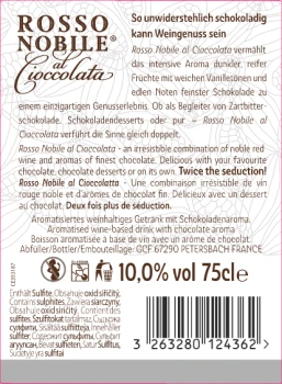 'Wino Rosso Nobile al Cioccolata C.S. 750 ml