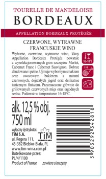'Wino Tourelle De Mandeloise AOC Bordeaux C.W. 750 ml