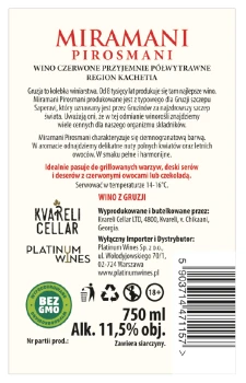 'Miramani Pirosmani Red Semi Dry 11,5% 0,75 L