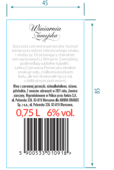 ' Winiarnia Zamojska Lekka Czerwona Porzeczka 750Ml
