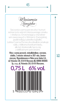 ' Winiarnia Zamojska Lekka Czarna Porzeczka 750Ml