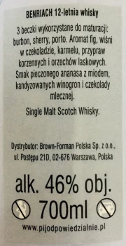 ' Benriach The Twelve Szkocka Whisky 700 Ml 46%