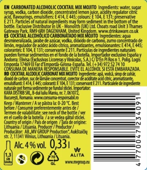 'Gazowany koktajl alkoholowy "mix" o smaku drinka "mojito 0,33 l