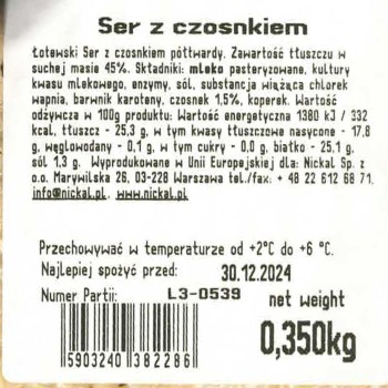 Ser Pokusa Czosnek 350g, półtwardy