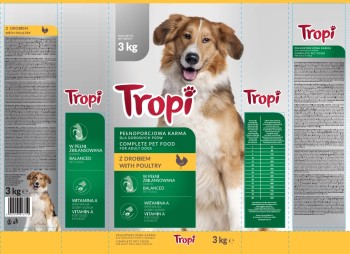 Tropi karma dla psów 3kg z drobiem