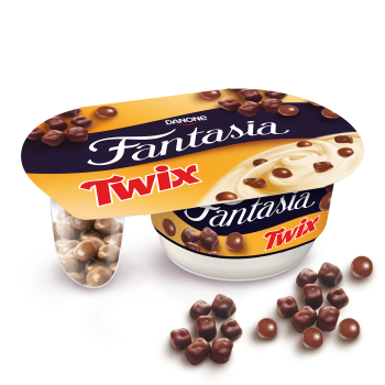 Danone Jogurt karmelowy z mini ciasteczkami Twix Mix 120g