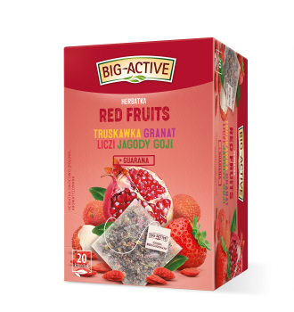 Big-Active Herbatka Owocowa Red Fruits Truskawka, Granat, Liczi, Jagody Goji + Guarana 20 Torebek X 2,25G/45G