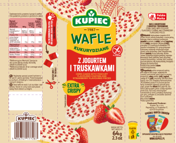 Kupiec WAFLE KUKURYDZIANE 64g JOGURTOWE Z TRUSKAWKĄ