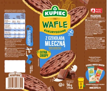 Kupiec WAFLE KUKURYDZIANE 56g Z CZEKOLADĄ MLECZNĄ