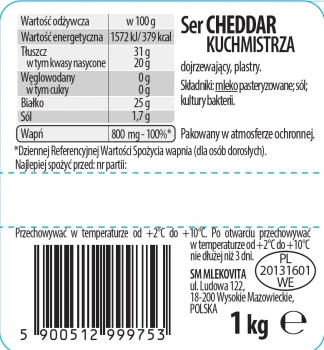 Mlekov.SER 1kg CHEDDAR PLASTRY [6]