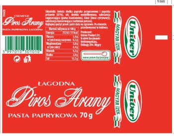 Univer Pasta paprykowa Łagodna 70 g