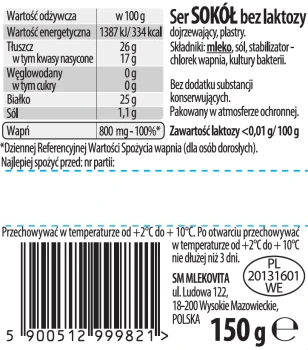 Mlekov.SER 150g bez laktozy SOKÓŁ PLASTRY   [12]