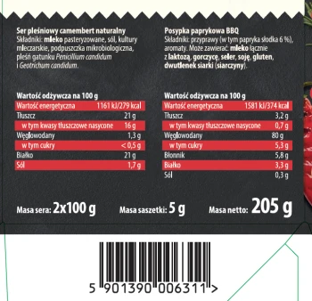 Turek CAMEMBERT NA GRILL 2x100g PAPRYKA BBQ [6] n