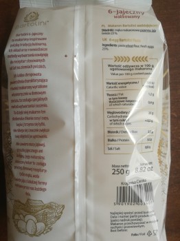 Bartolini Makaron 6-jajeczny Krajanka cienka 250 g